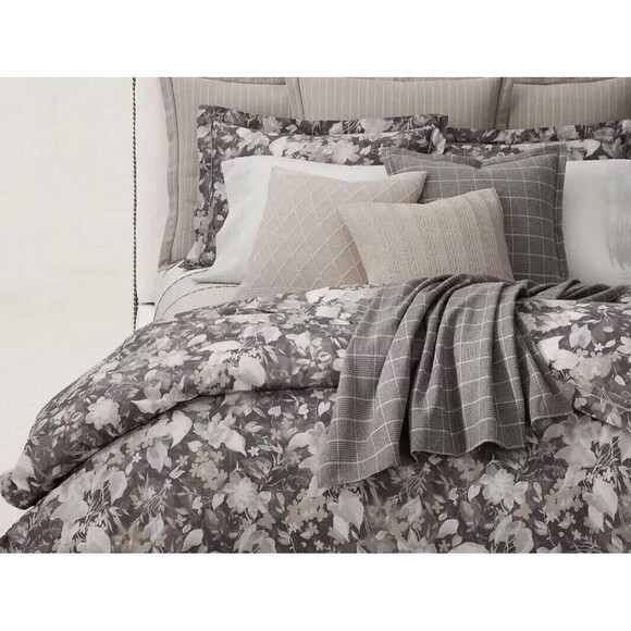 RALPH LAUREN Home Avery Duvet Cover Full Queen NEW Gray Charcoal Floral Print - Picture 1 of 9